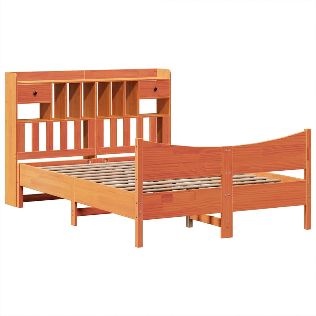 Cadre de lit sans matelas cire marron 150x200cm bois pin massif - XIOS