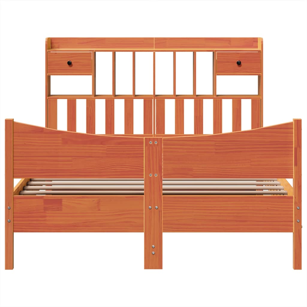 Cadre de lit sans matelas cire marron 150x200cm bois pin massif - XIOS