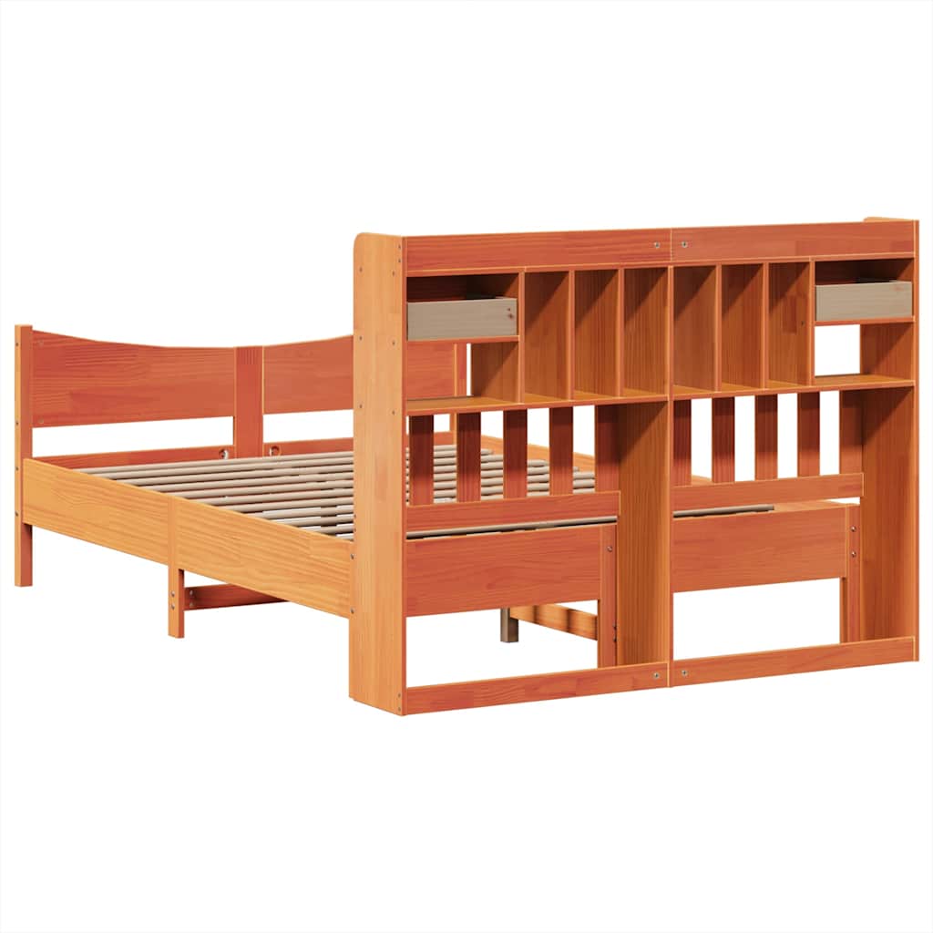 Cadre de lit sans matelas cire marron 150x200cm bois pin massif - XIOS