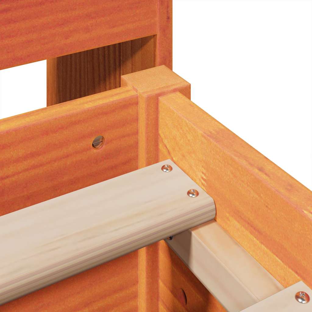 Cadre de lit sans matelas cire marron 150x200cm bois pin massif - XIOS