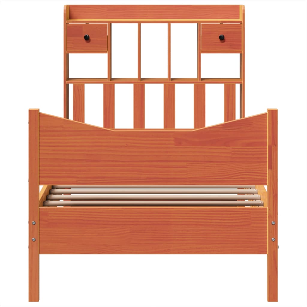 Cadre de lit sans matelas cire marron 75x190 cm bois pin massif - XIOS