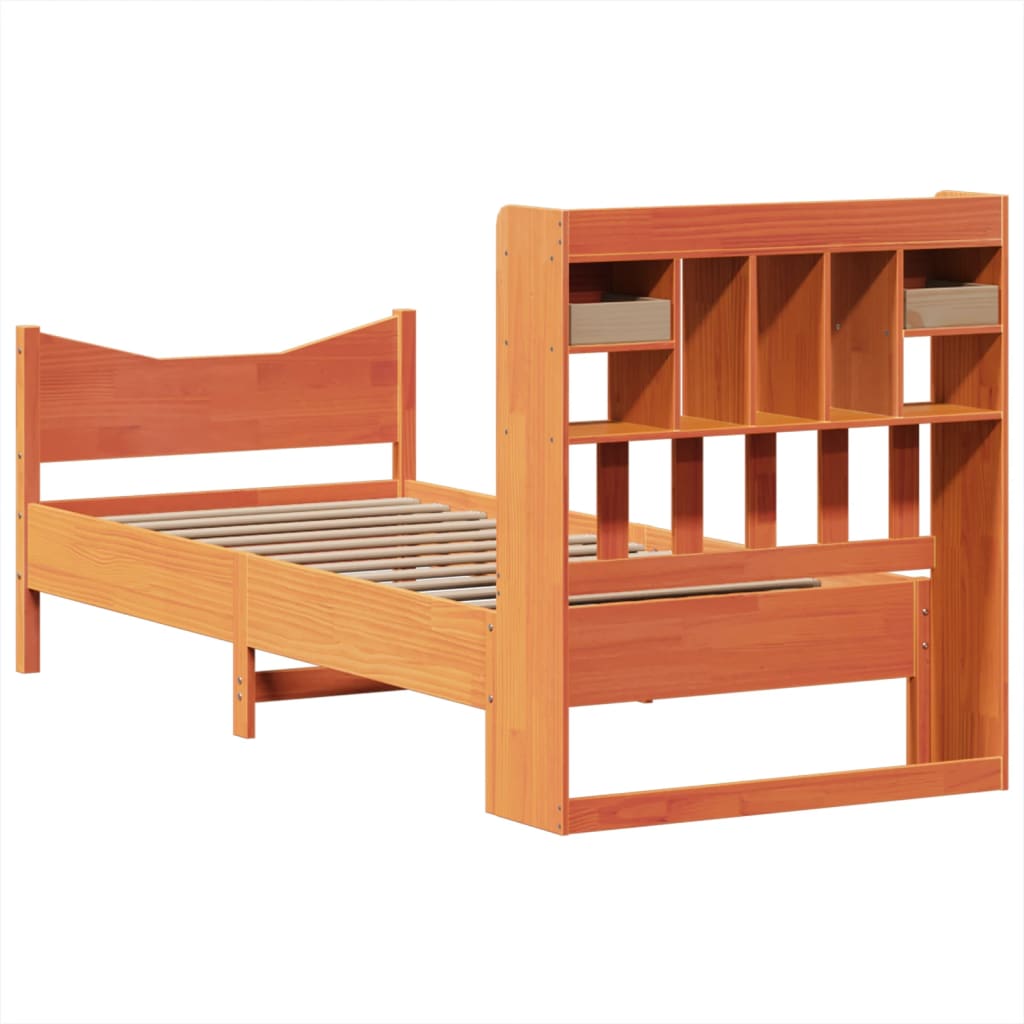 Cadre de lit sans matelas cire marron 75x190 cm bois pin massif - XIOS