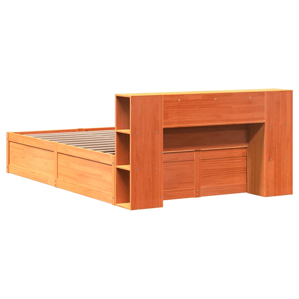 Cadre de lit sans matelas cire marron 150x200cm bois pin massif - XIOS