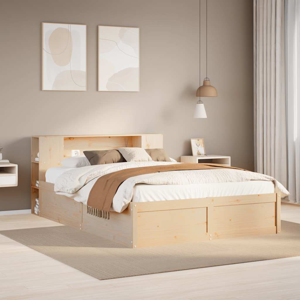 Cadre de lit sans matelas 140x200 cm bois massif de pin - XIOS