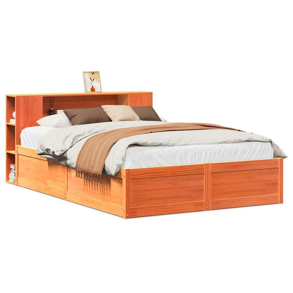 Cadre de lit sans matelas cire marron 140x200cm bois pin massif - XIOS
