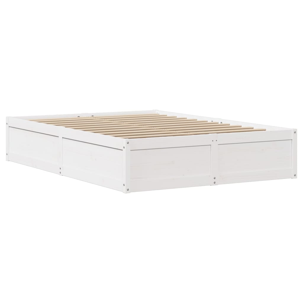 Cadre de lit sans matelas blanc 140x190 cm bois de pin massif - XIOS