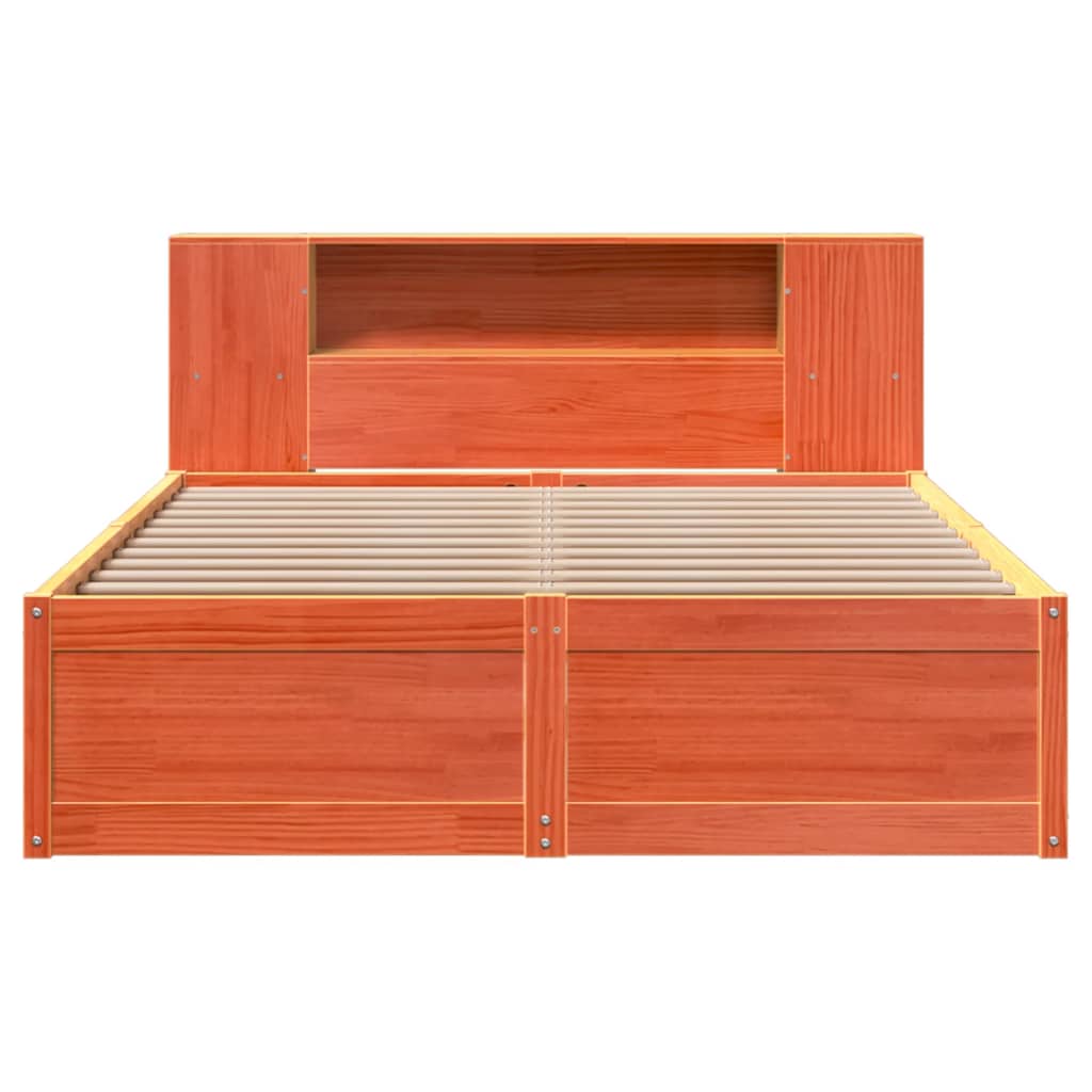 Cadre de lit sans matelas cire marron 140x190cm bois pin massif - XIOS