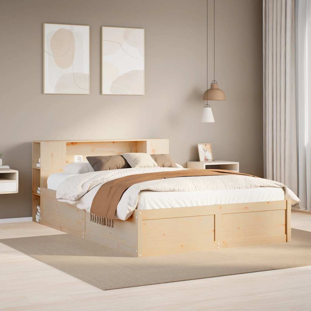 Cadre de lit sans matelas 135x190 cm bois de pin massif - XIOS
