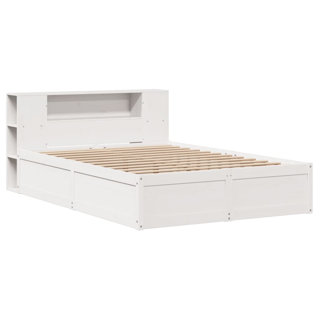 Cadre de lit sans matelas blanc 135x190 cm bois de pin massif - XIOS