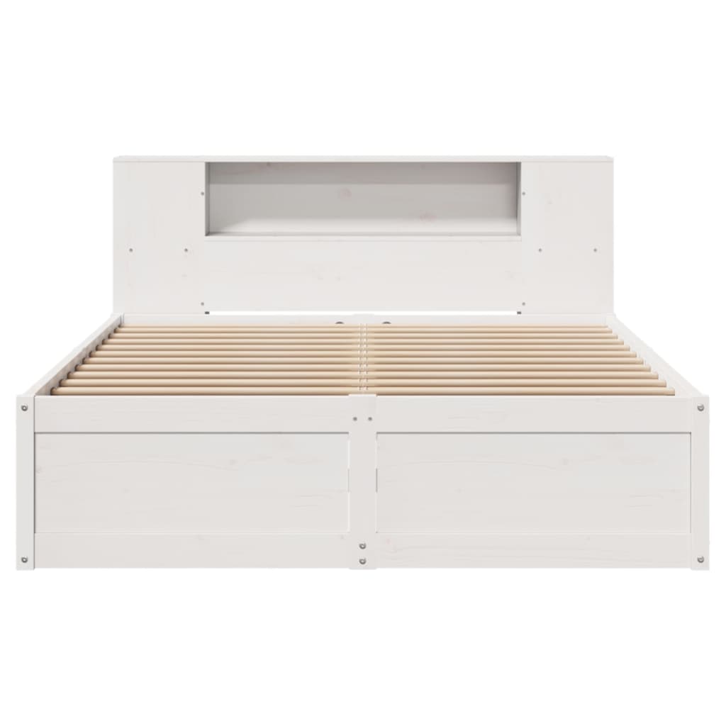 Cadre de lit sans matelas blanc 135x190 cm bois de pin massif - XIOS