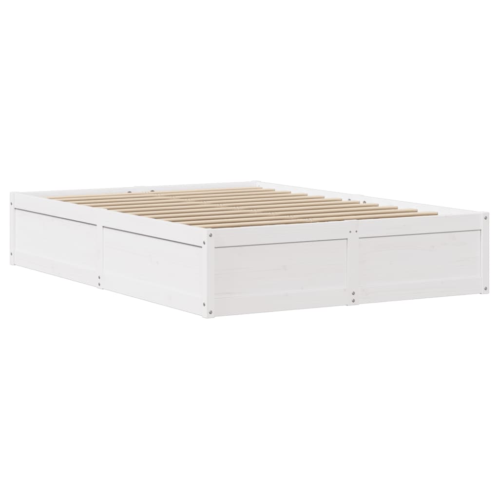 Cadre de lit sans matelas blanc 135x190 cm bois de pin massif - XIOS