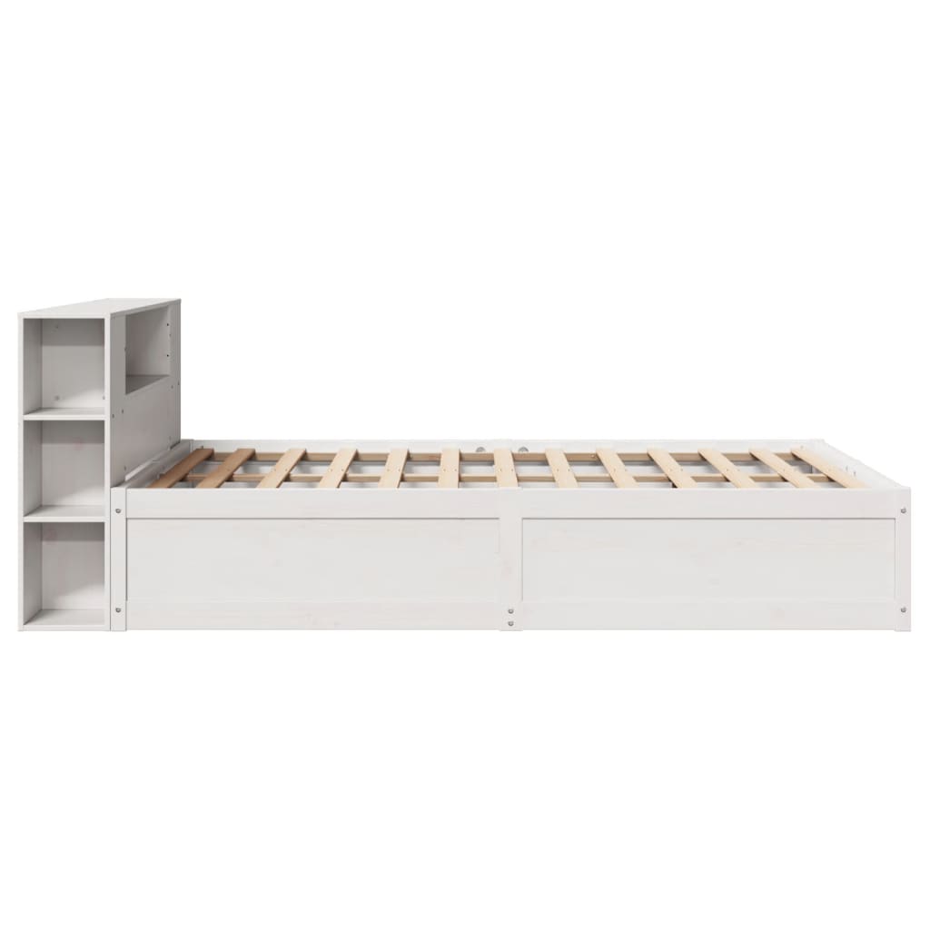 Cadre de lit sans matelas blanc 135x190 cm bois de pin massif - XIOS