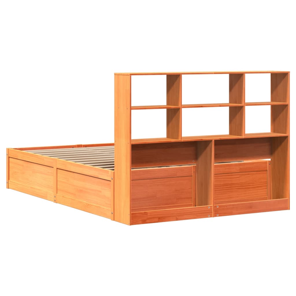 Cadre de lit sans matelas cire marron 150x200cm bois pin massif - XIOS