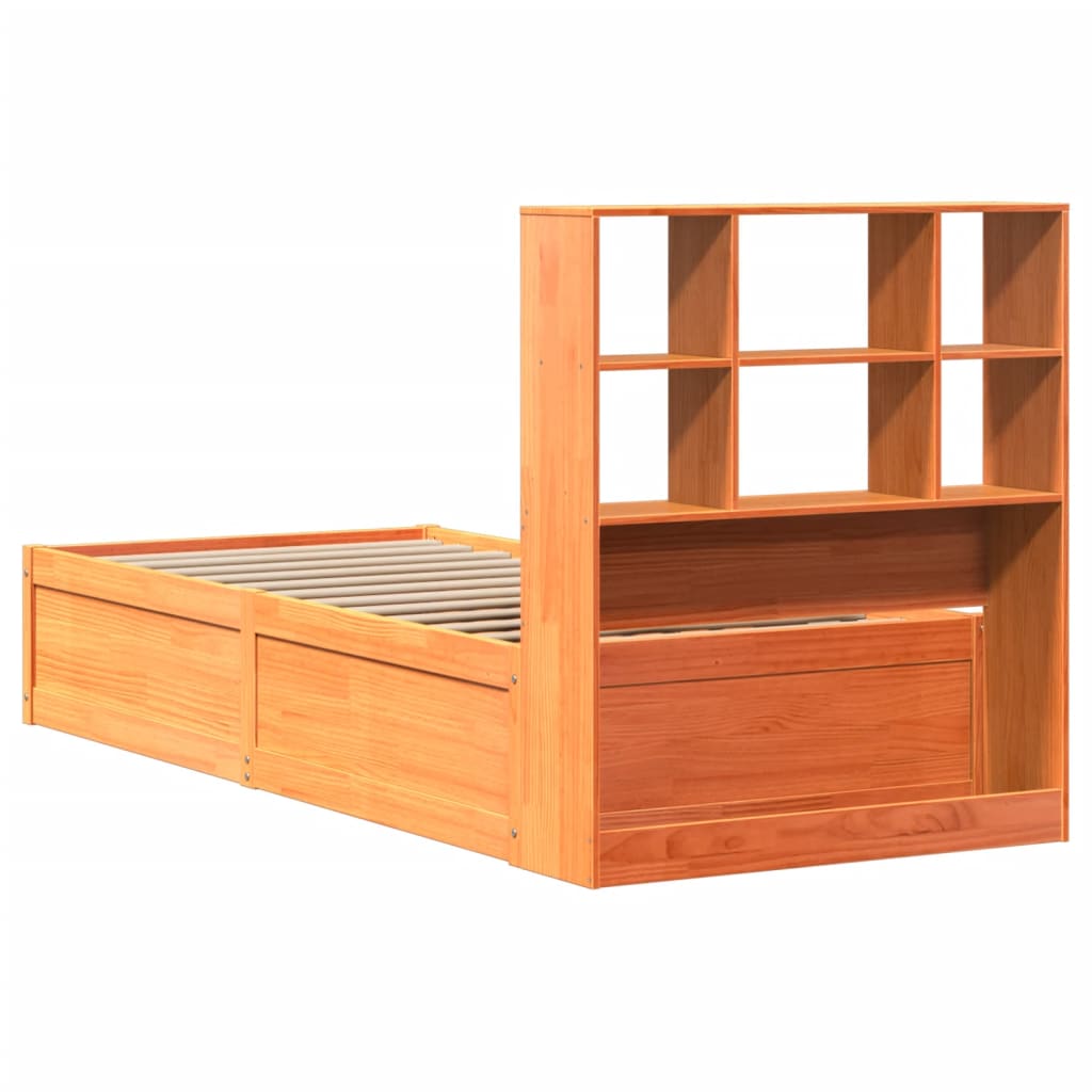 Cadre de lit sans matelas cire marron 100x200cm bois pin massif - XIOS