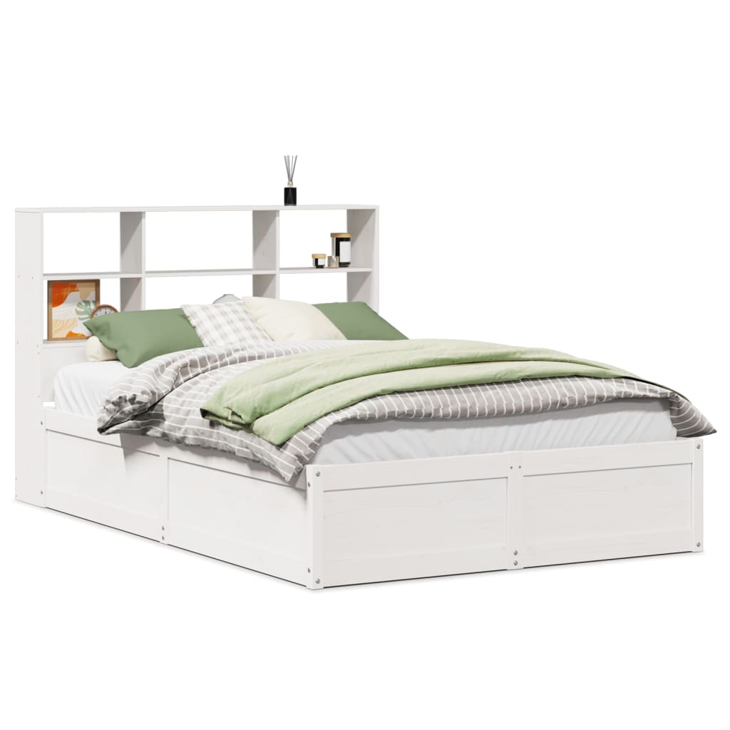 Cadre de lit sans matelas blanc 140x190 cm bois de pin massif - XIOS