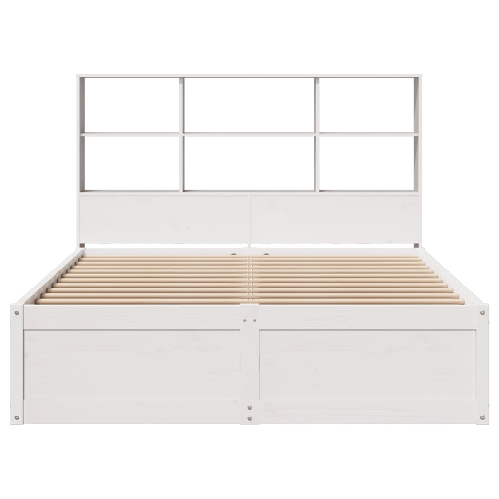 Cadre de lit sans matelas blanc 140x190 cm bois de pin massif - XIOS
