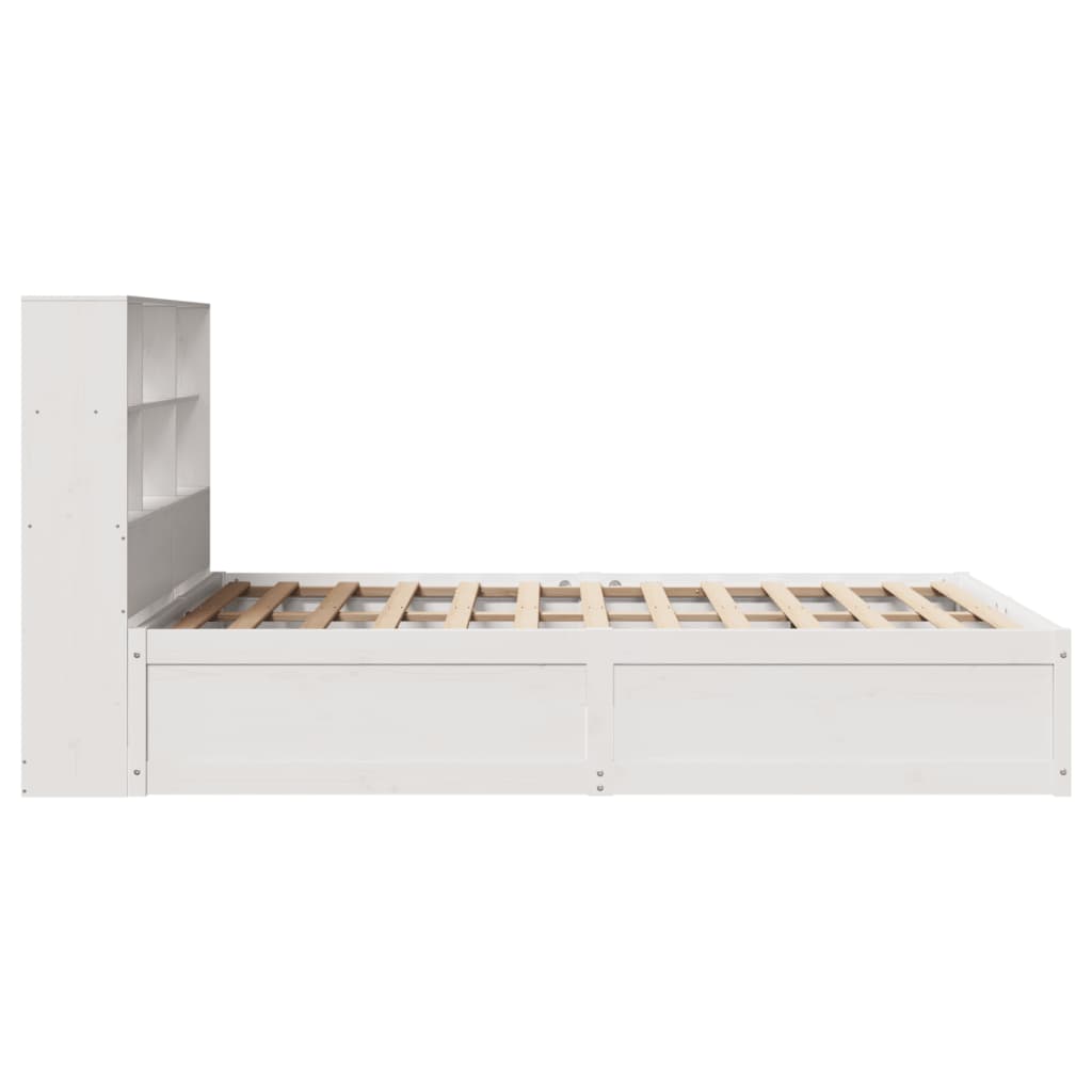 Cadre de lit sans matelas blanc 140x190 cm bois de pin massif - XIOS