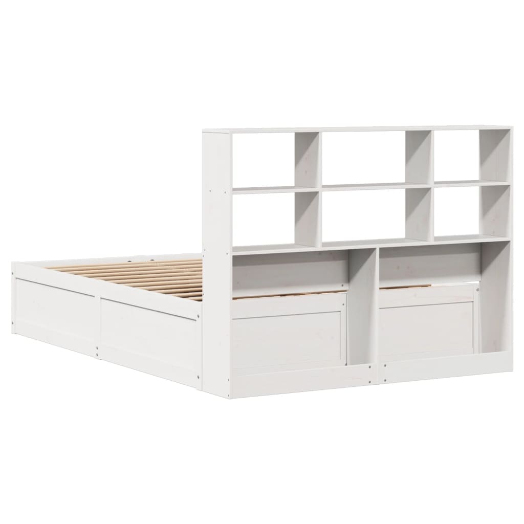 Cadre de lit sans matelas blanc 140x190 cm bois de pin massif - XIOS
