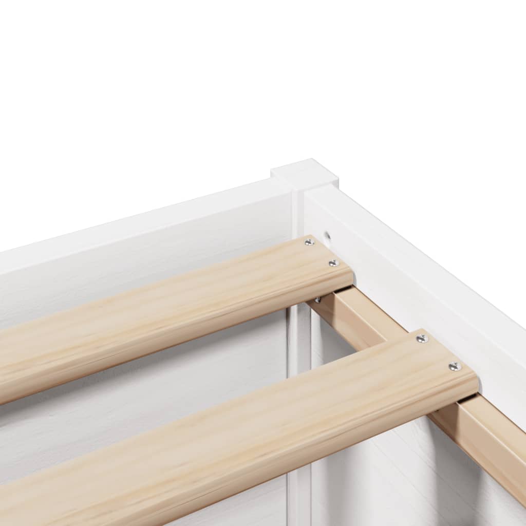 Cadre de lit sans matelas blanc 140x190 cm bois de pin massif - XIOS