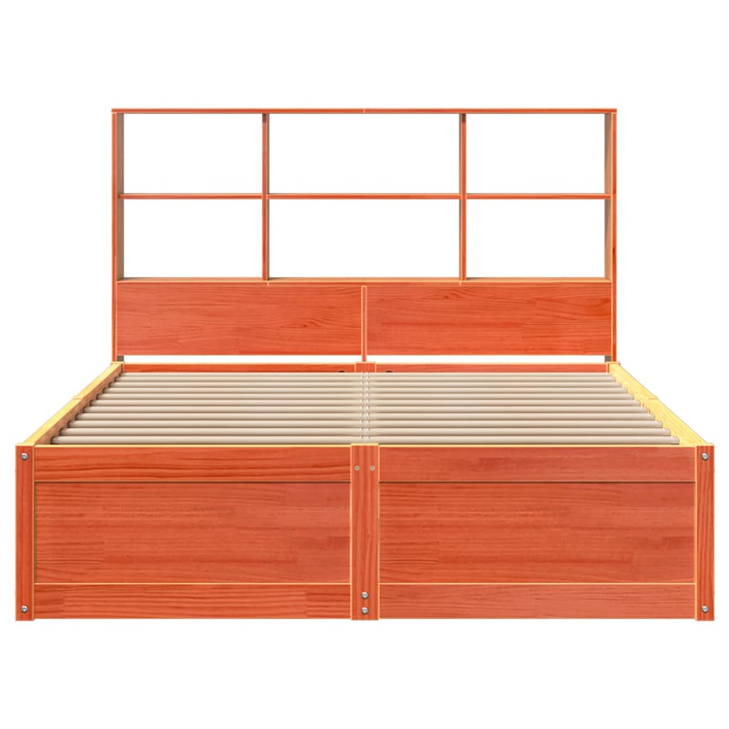 Cadre de lit sans matelas cire marron 135x190cm bois pin massif - XIOS