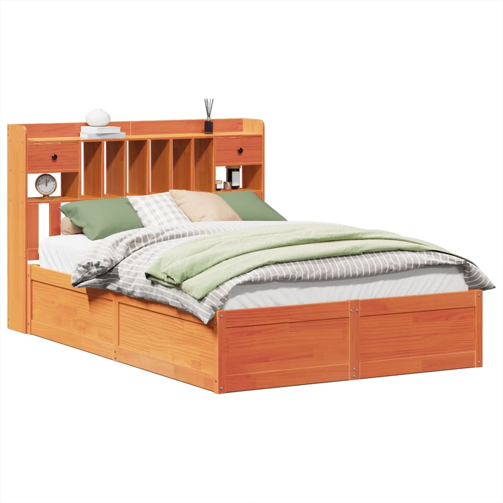 Cadre de lit sans matelas cire marron 160x200cm bois pin massif - XIOS