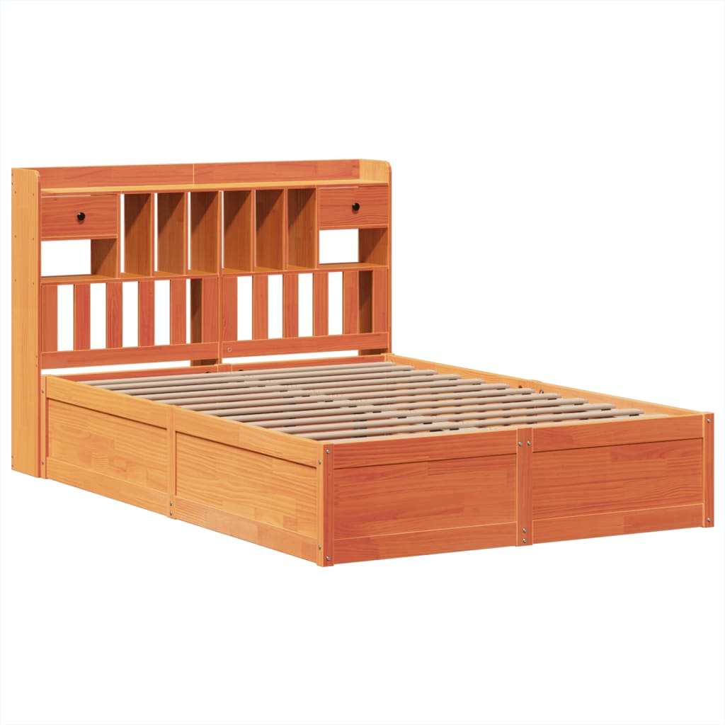 Cadre de lit sans matelas cire marron 150x200cm bois pin massif - XIOS