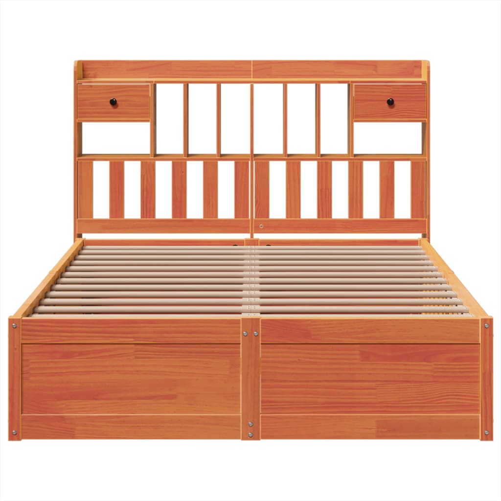 Cadre de lit sans matelas cire marron 150x200cm bois pin massif - XIOS