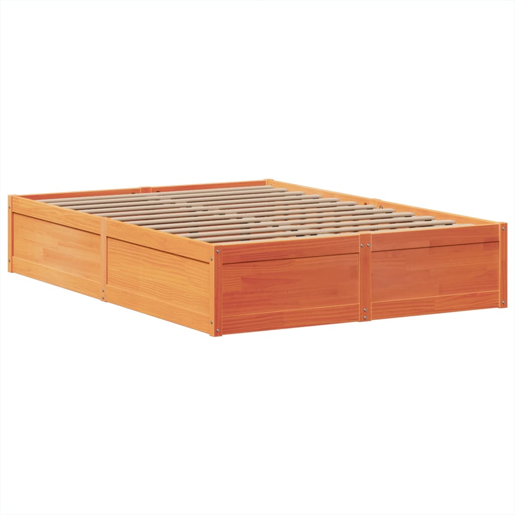 Cadre de lit sans matelas cire marron 150x200cm bois pin massif - XIOS