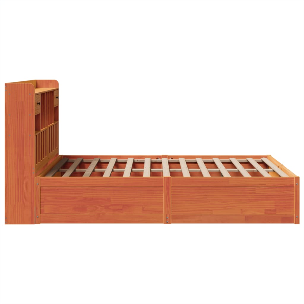 Cadre de lit sans matelas cire marron 150x200cm bois pin massif - XIOS