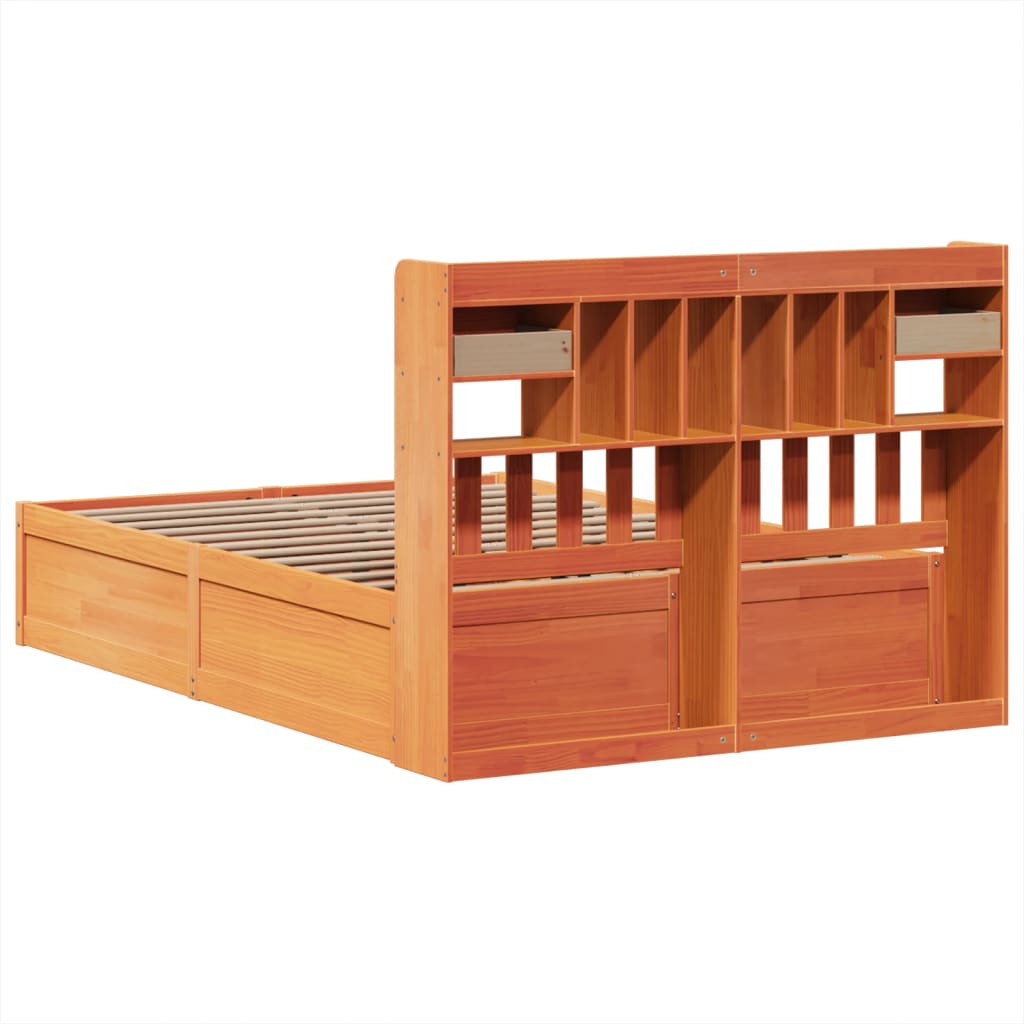 Cadre de lit sans matelas cire marron 150x200cm bois pin massif - XIOS