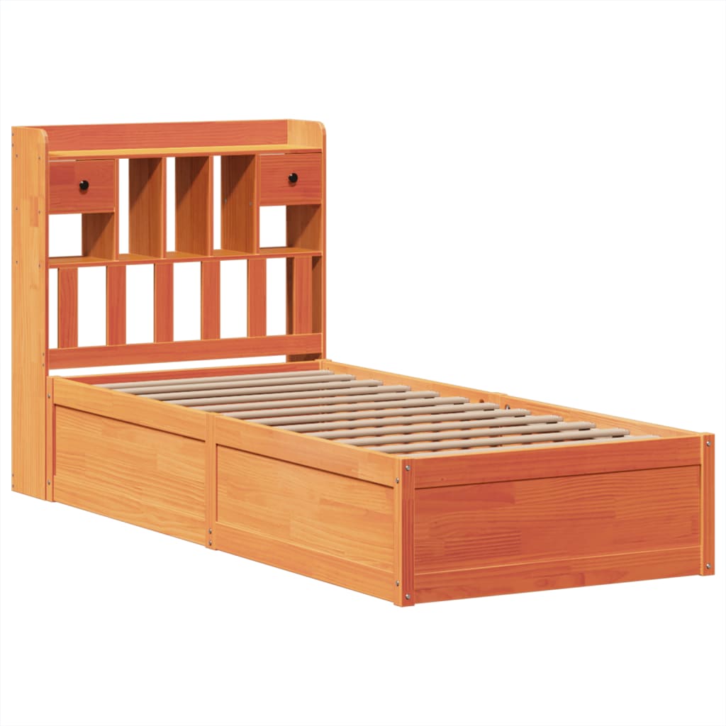 Cadre de lit sans matelas cire marron 100x200cm bois pin massif - XIOS