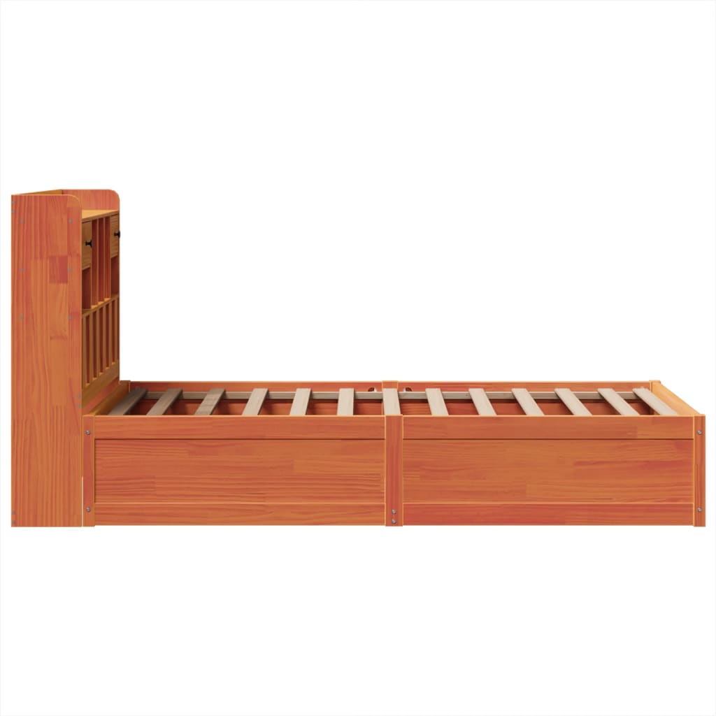 Cadre de lit sans matelas cire marron 100x200cm bois pin massif - XIOS