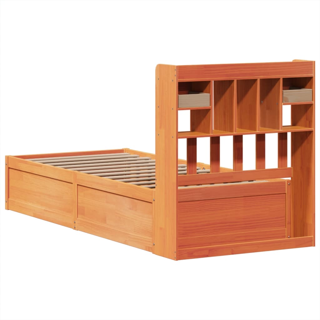 Cadre de lit sans matelas cire marron 100x200cm bois pin massif - XIOS
