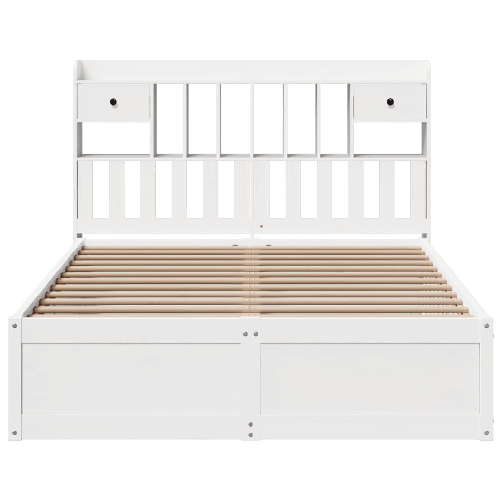 Cadre de lit sans matelas blanc 140x190 cm bois de pin massif - XIOS