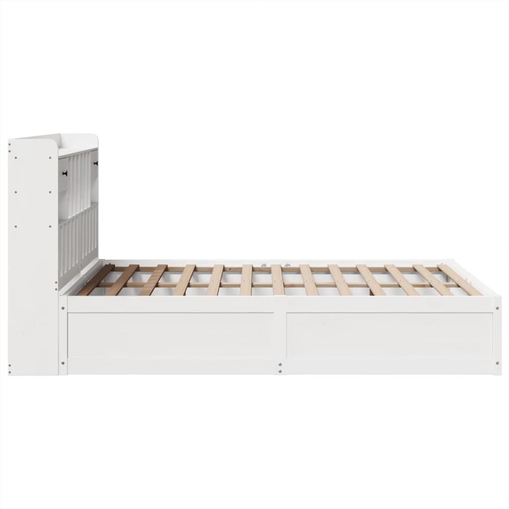 Cadre de lit sans matelas blanc 140x190 cm bois de pin massif - XIOS