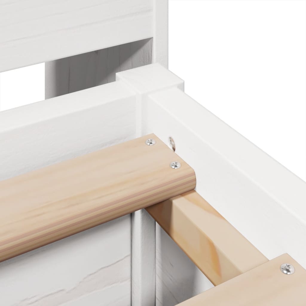 Cadre de lit sans matelas blanc 140x190 cm bois de pin massif - XIOS