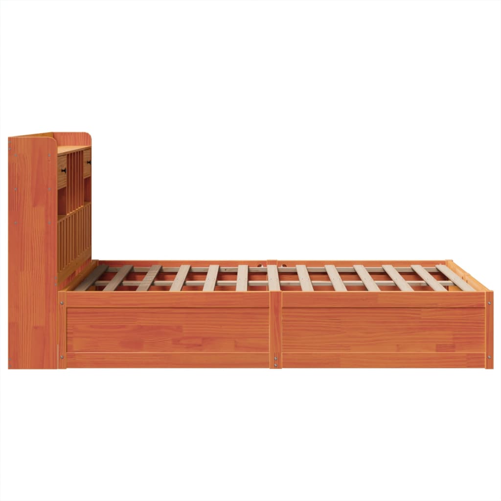 Cadre de lit sans matelas cire marron 135x190cm bois pin massif - XIOS