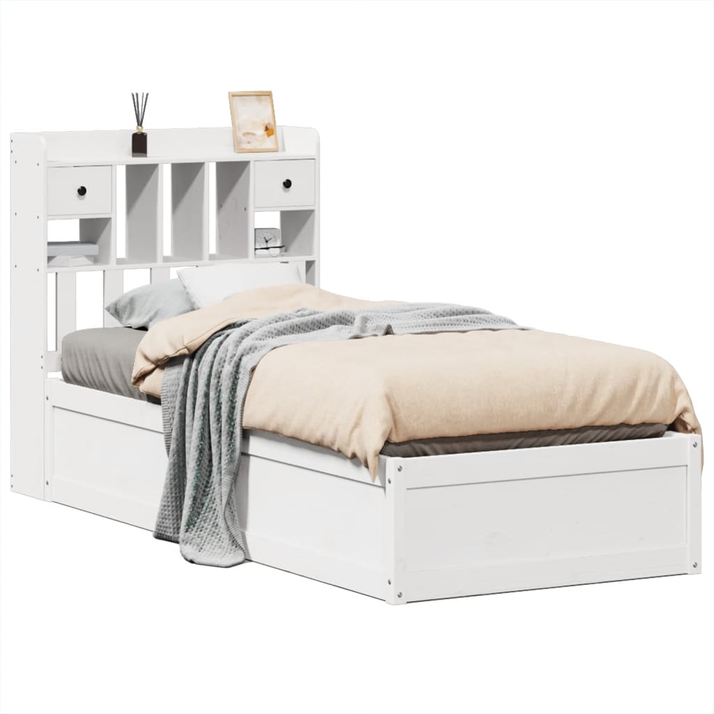 Cadre de lit sans matelas blanc 90x190 cm bois de pin massif - XIOS