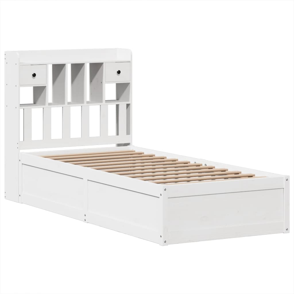 Cadre de lit sans matelas blanc 90x190 cm bois de pin massif - XIOS