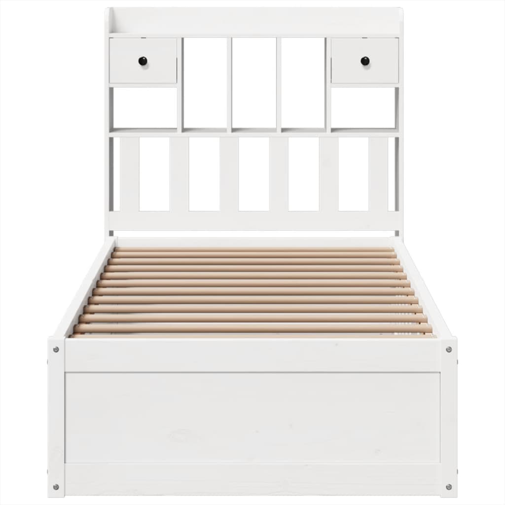 Cadre de lit sans matelas blanc 90x190 cm bois de pin massif - XIOS