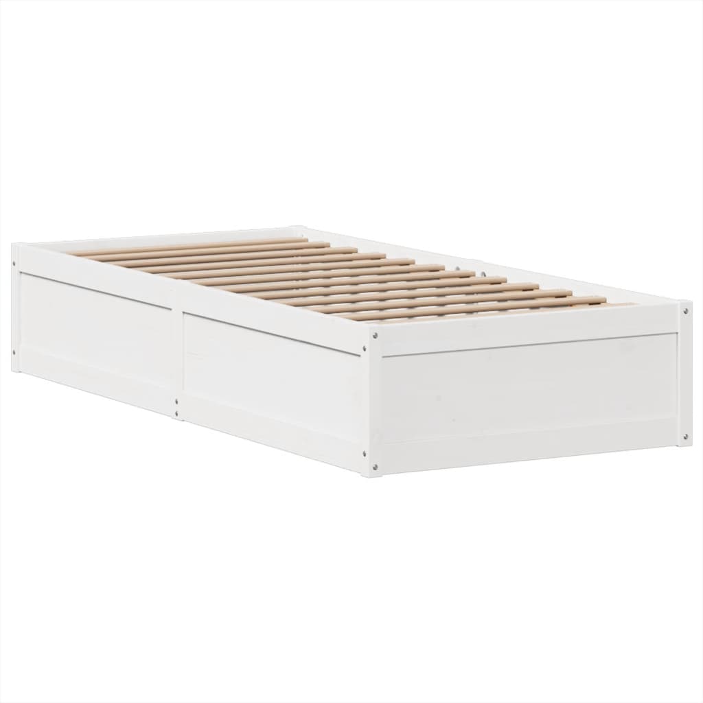 Cadre de lit sans matelas blanc 90x190 cm bois de pin massif - XIOS