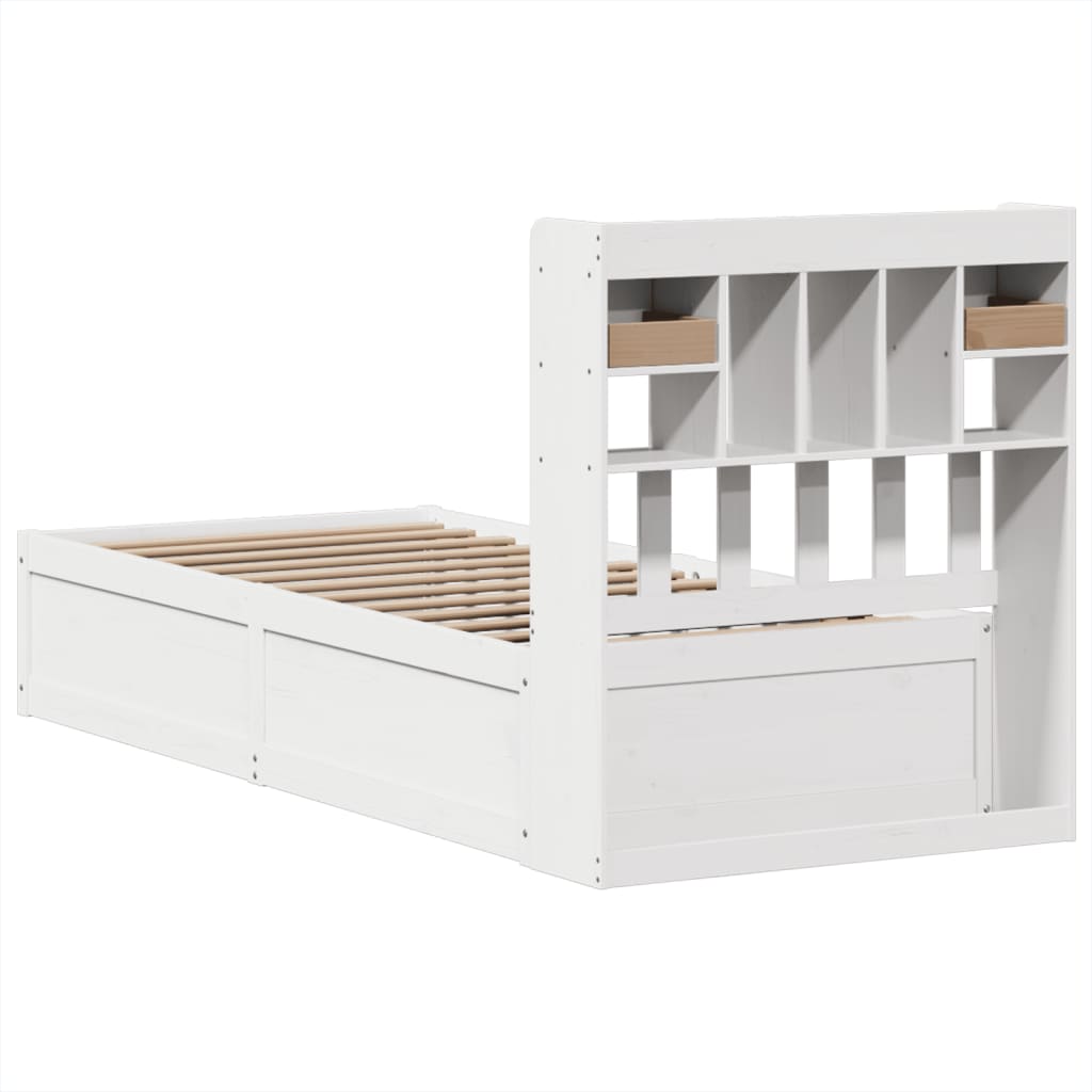 Cadre de lit sans matelas blanc 90x190 cm bois de pin massif - XIOS