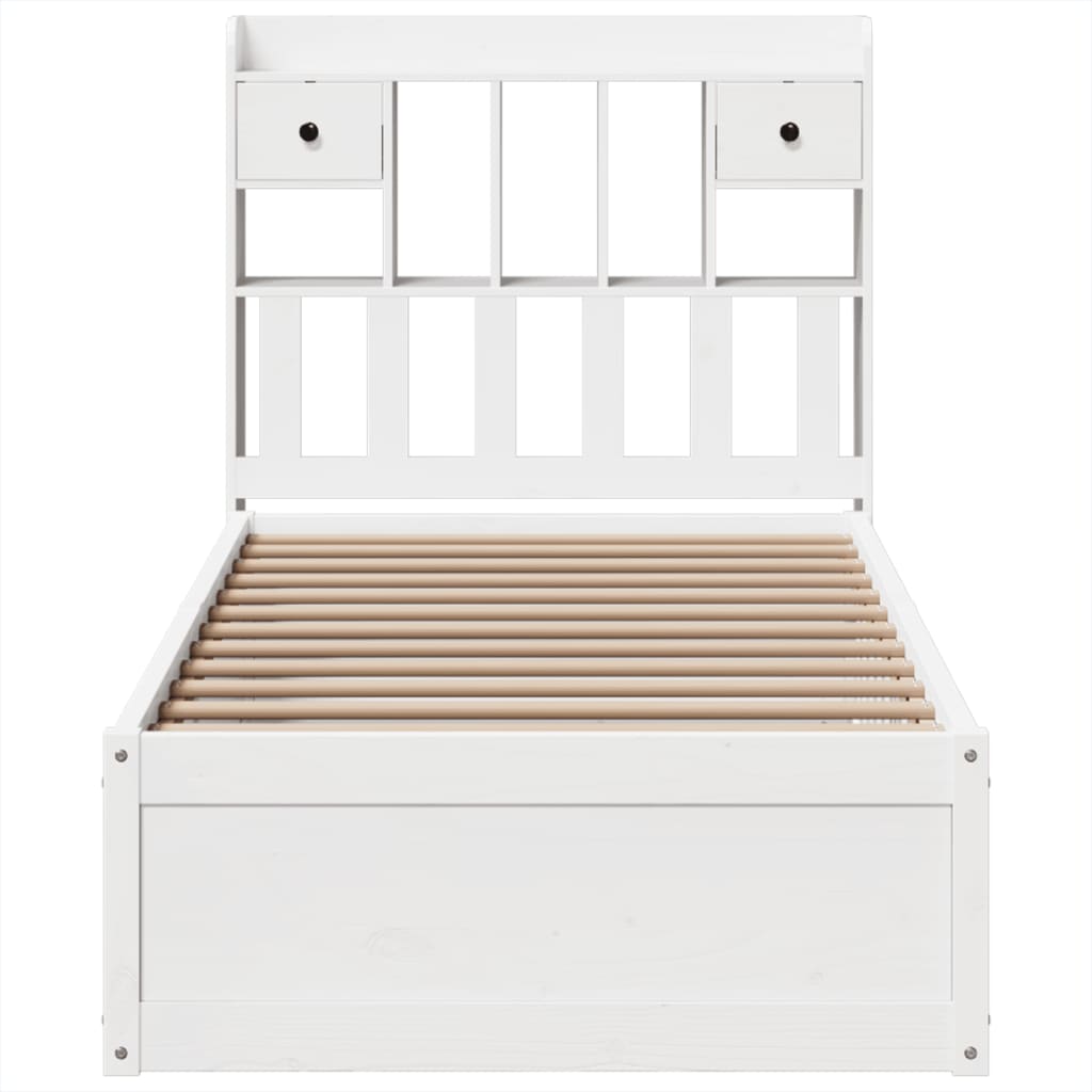 Cadre de lit sans matelas blanc 75x190 cm bois de pin massif - XIOS