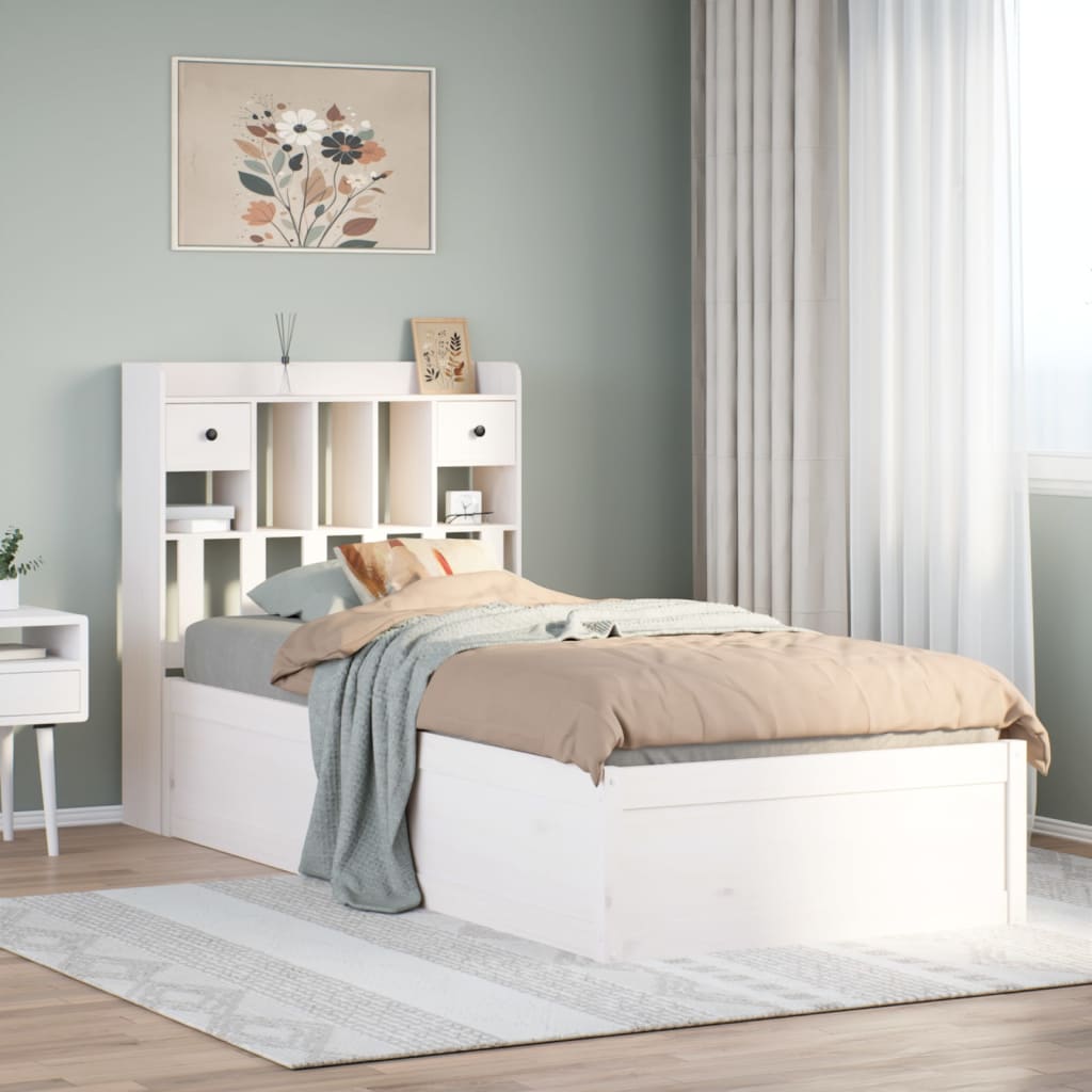 Cadre de lit sans matelas blanc 75x190 cm bois de pin massif - XIOS