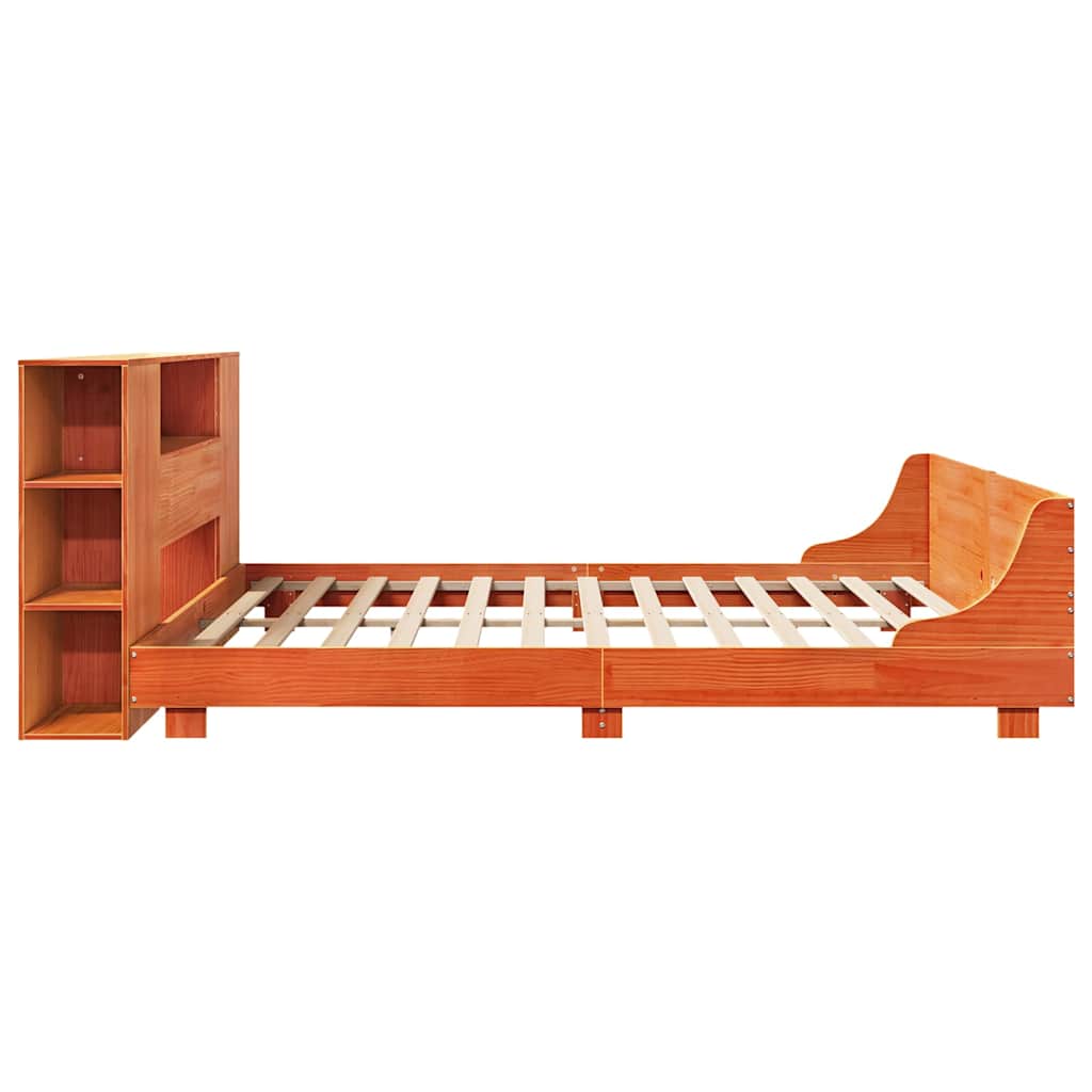 Cadre de lit sans matelas cire marron 200x200cm bois pin massif - XIOS
