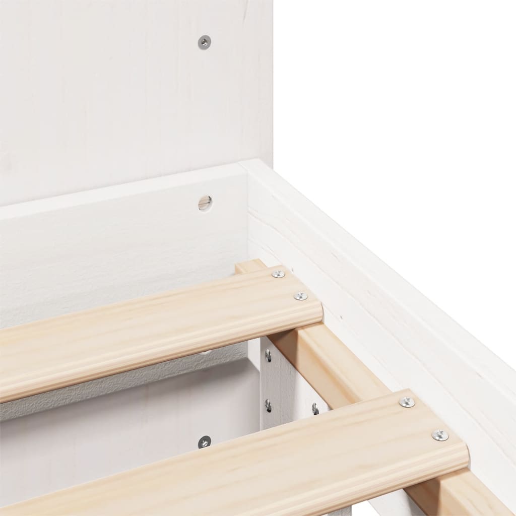 Cadre de lit sans matelas blanc 160x200 cm bois de pin massif - XIOS