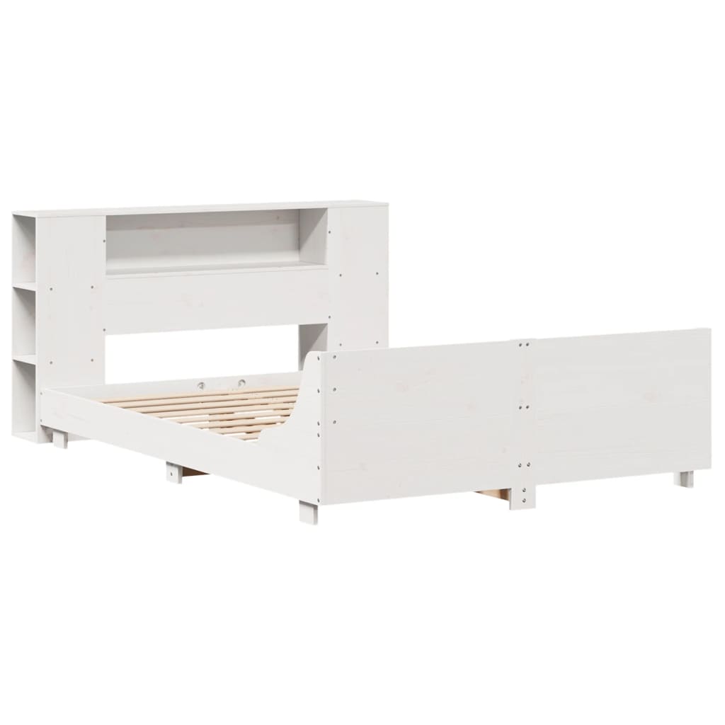 Cadre de lit sans matelas blanc 150x200 cm bois de pin massif - XIOS