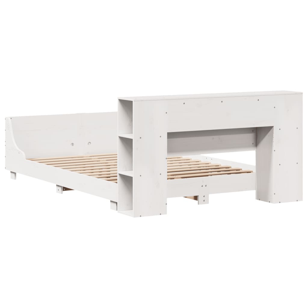 Cadre de lit sans matelas blanc 140x200 cm bois de pin massif - XIOS