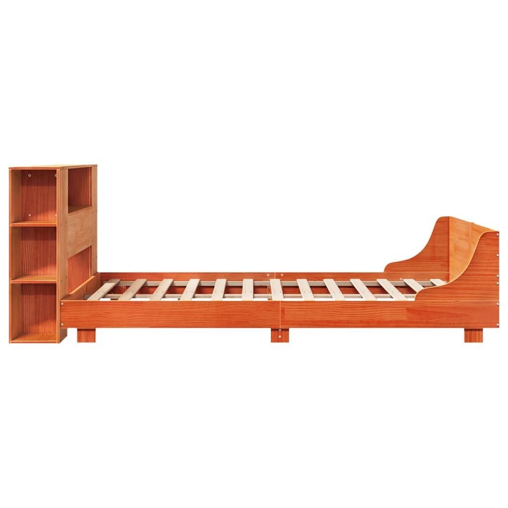 Cadre de lit sans matelas cire marron 140x200cm bois pin massif - XIOS