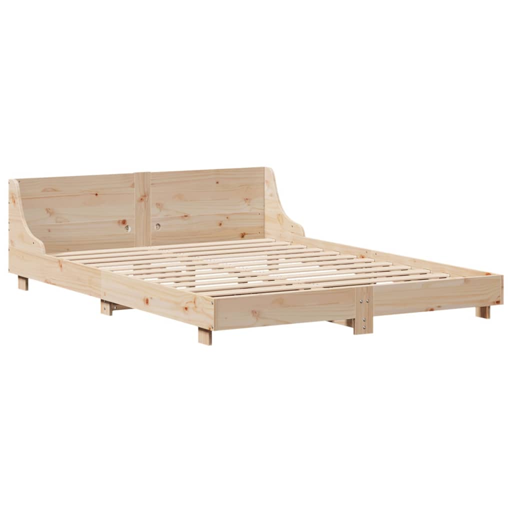 Cadre de lit sans matelas 140x190 cm bois de pin massif - XIOS